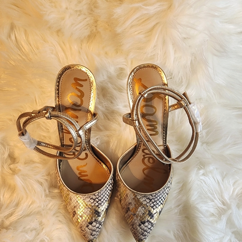 Sam Edelman Deana Ivory Snake Print Leather heels